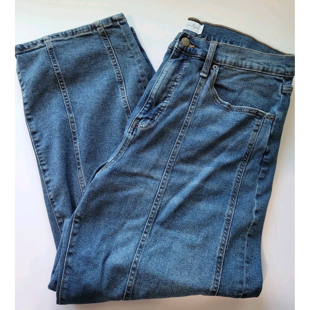 Jessica Simpson Myrtle Barrel Leg Jeans Womens 12 Medium Wash Blue High Rise